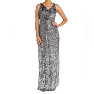 R & M Richards Gunmetal Ombré Sequin Party Dress Plus‎ size 18W New!